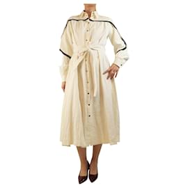 Cremefarbenes Leinenhemdkleid mit Gürtel - Größe UK 8 - Céline