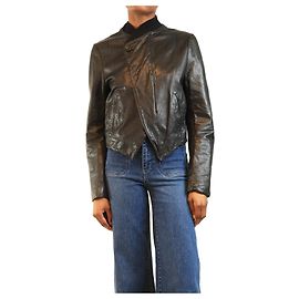 Yohji Yamamoto Schwarze Lederbomberjacke - Größe UK 8