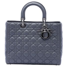 Dior Grigio Grande Borsa in Agnello Cannage Lady Dior