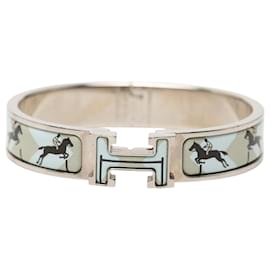 Hermès Blau Schmal Emaille Les Allures Clic H Armband PM