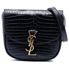 Borsa a tracolla Kaia Monogram in pelle di coccodrillo nera di Saint Laurent