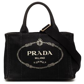 Bolso de lona negro pequeño Canapa logo Prada
