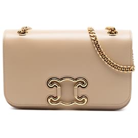 Celine Borsa a Tracolla Triomphe in Pelle di Vitello Beige Medio - Céline