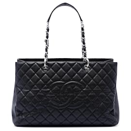 Chanel Große Einkaufstasche XL aus schwarzem Kaviar