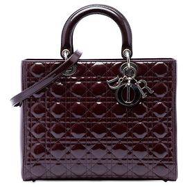 Dior Rosso Grande Borsa in Pelle Laccata Cannage Lady Dior