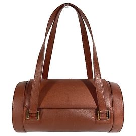 Bulgari Borsa cilindrica in pelle marrone Bvlgari