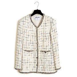 Chanel 2017 Ecru Gold Silber Jacke FR44 Ikonische Ecru Gold Tweed Jacke UK16 US12
