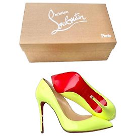 Christian Louboutin Pigalle Follies 100 Neon Yellow Patent Pumps