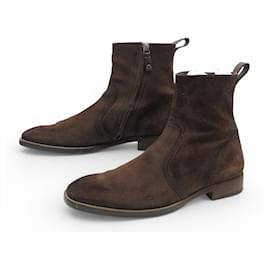 ZAPATOS BERLUTI BOTINES 9.5 43.5 SEDA & CUERO MARRÓN - Berluti