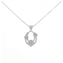 Autre Marque Collana in diamante in oro bianco Au750 a forma di fiore
