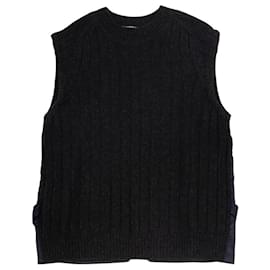 Gilet in lana vergine lavorato a maglia con logo triangolare Prada