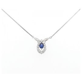 Autre Marque Collana in Zaffiro e Diamante Pt900 Pt850