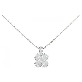 Autre Marque Collar de diamante de platino Pt900/Pt850 en forma de flor