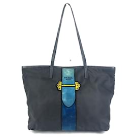 Prada Caye Trompe-l'œil Schultertasche mit Logo und Streifen