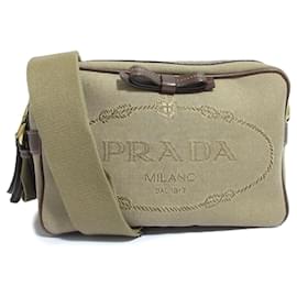 Borsa a spalla in tela jacquard con logo Prada