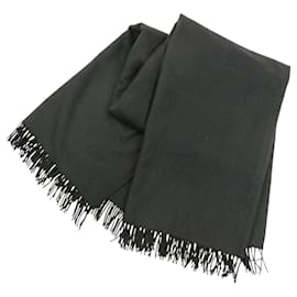 Schal aus schwarzer Kaschmir mit Fransen von Hermès