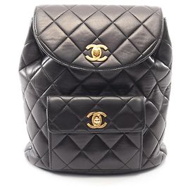 Zaino/borsa in pelle nera trapuntata Chanel