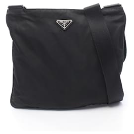Schultertasche aus schwarzem Nylon und Leder von Prada