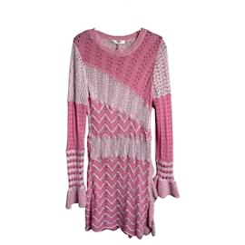 LoveShackFancy Kaelyn Mini Strickkleid Amor Pink Größe L