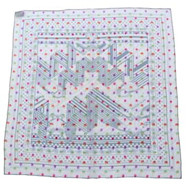 Sciarpa Hermès Carre 60 SANGLES IN ZIGZAG BANBANA con pois arcobaleno