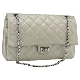 Borsa a Spalla CHANEL Chain Matelassé 2.55 in Pelle di Agnello con CC Argento Auth ka4200V
