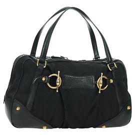 GUCCI GG Canvas Handtasche Schwarz Gold 211967 Auth 177510V