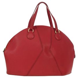 Hermès HERMES Ildvo Bolsa de Mão de Couro Vermelha Dourada Auth bs34829V
