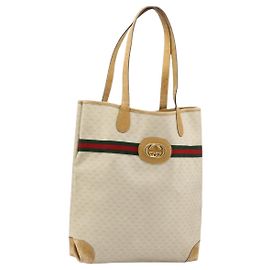 GUCCI GG Supreme Web Sherry Line Tasche aus PVC in Elfenbeinrot 002 904 0131 Auth 177498