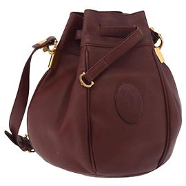 CARTIER Borsa a Spalla Must Line in Pelle Bordeaux Oro Auth 178187