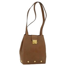 Salvatore Ferragamo Tote Bag aus braunem Leder mit Gold Auth bs35019