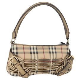 Bolso de Hombro Nova Check PVC Beige Dorado Auth bs35011 de BURBERRY