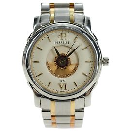 PERRELET Doppelrotor-Uhr Zweifarbendesign Nr. 45 Edelstahl Auth am6930SM