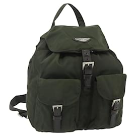 PRADA Rucksack aus Nylon Khaki Silber authentisch bs34477