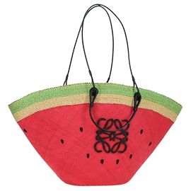 Borsa Tote Watermelon LOEWE in rafia 2 in 1 Rossa Auth 177162SAV