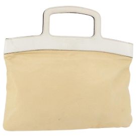 Bolso de mano Miu Miu de cuero beige plateado auténtico bs34801
