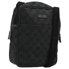 Borsa a Spalla GG Canvas Gucci Nera Argento 122759 Auth 177508