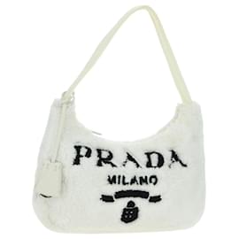 PRADA Borsa a Mano Pile Bianco Argento Auth 177111M