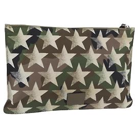 VALENTINO Pochette Camouflage in Nylon Khaki Argento Auth bs35068A