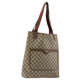 Borsa Gucci GG Supreme Web Sherry Line PVC Beige Rosso Verde 39 02 003 Auth 177499