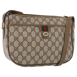Borsa Sherry Line GG Supreme Web di GUCCI in PVC beige e oro 89 02 077 Auth 178937
