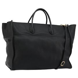 Bolso Tote de cuero GUCCI 2 en 1 Negro Dorado 674837 Auth mr2372V