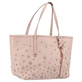 Jimmy Choo Borsa Tote in Pelle Rosa Argento Auth BA12429A