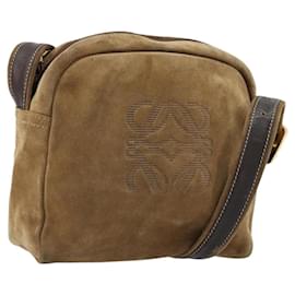 LOEWE Borsa a Spalla Anagram Suede Oro Beige Auth 178167