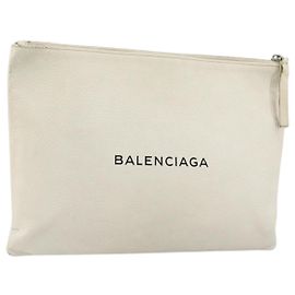 Clutch BAG BALENCIAGA in pelle bianca e argento 485110 Auth BA12446