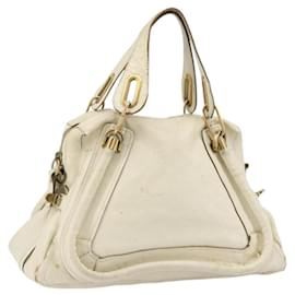 Chloe Paraty Handtasche aus Leder in Weiß und Gold Auth 177544 - Chloé