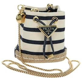 PRADA Borsa a Spalla con Catena in Tela Oro Beige Auth 177142SM