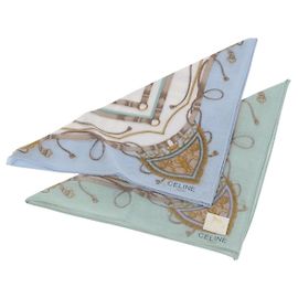 Set di 2 pezzi in cotone CÉLINE con fazzoletti verde e azzurro chiaro Auth am11541A