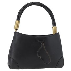 Borsa a Spalla in Pelle Nera e Oro GUCCI 108964 Auth 178939V