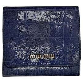 Cartera compacta vintage Miu Miu de cuero croco azul