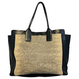 Borsa tote a doppio manico in tessuto e pelle beige / nera Chloe - Chloé